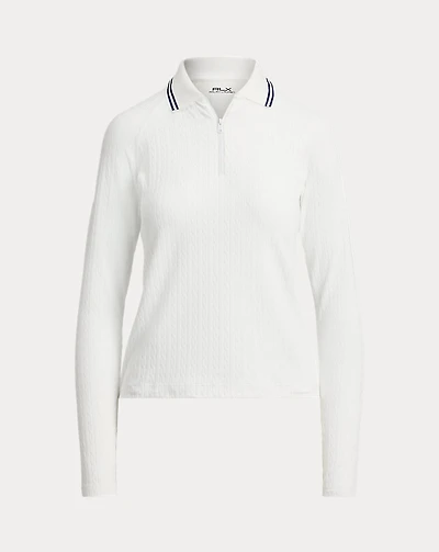 Cable Quarter-Zip Long-Sleeve Polo Shirt