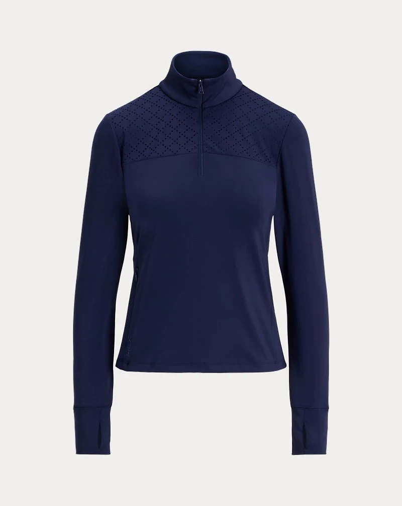 Eyelet-Panel Interlock Quarter-Zip