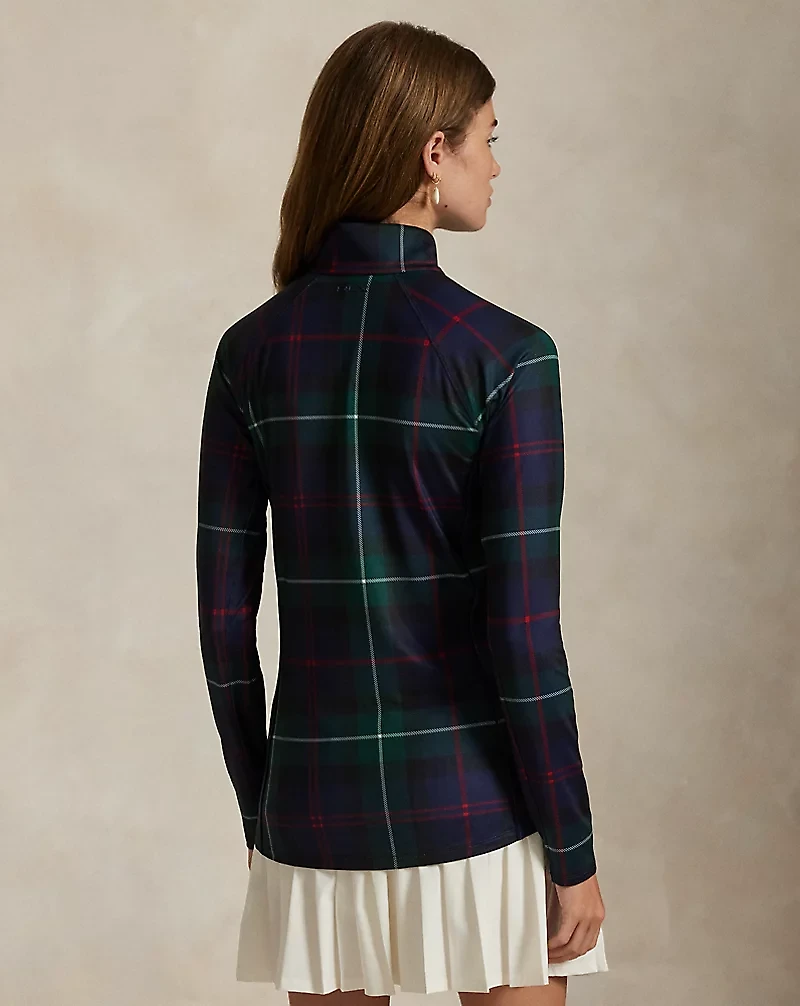 Plaid Stretch-Jersey Quarter-Zip