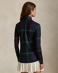 Plaid Stretch-Jersey Quarter-Zip