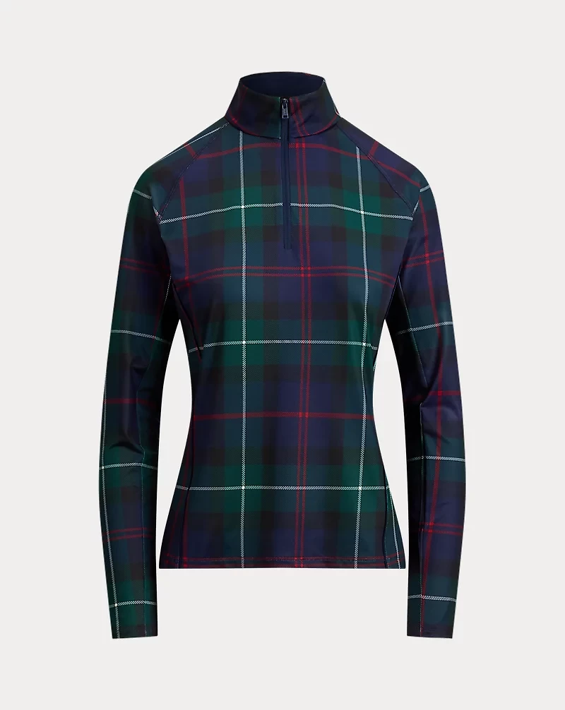 Plaid Stretch-Jersey Quarter-Zip