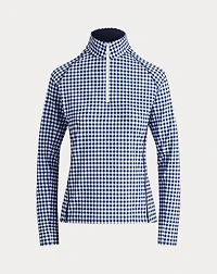 Gingham Stretch-Jersey Quarter-Zip