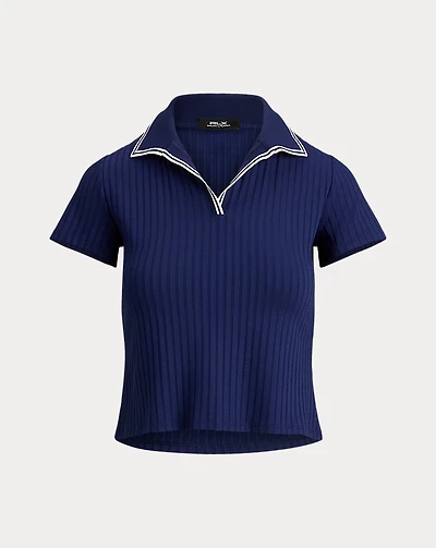 Slim Fit Rib-Knit Cricket Polo Shirt