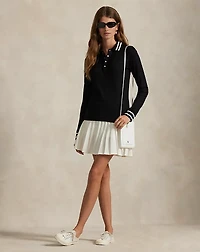 Slim Fit Ribbed Long-Sleeve Polo Shirt