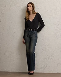 Cable-Knit Silk V-Neck Sweater