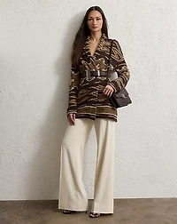 Silk-Linen Shawl-Collar Cardigan