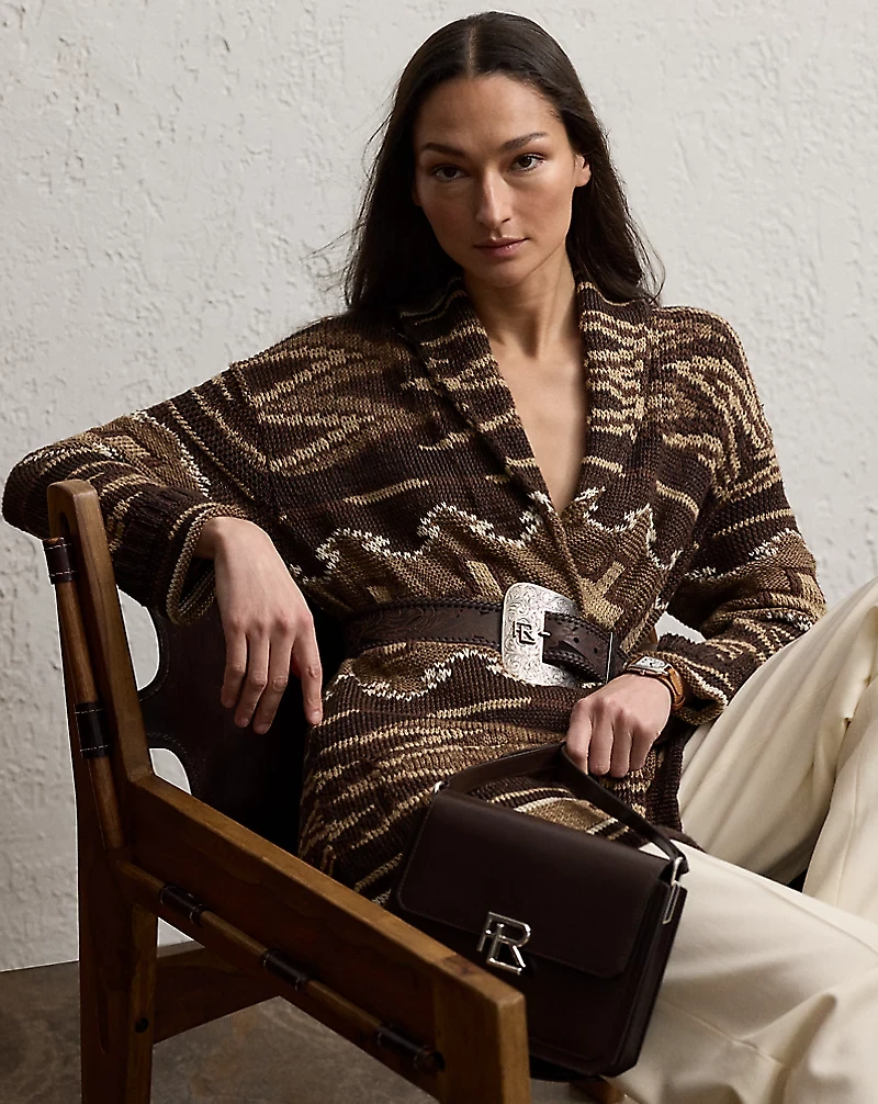 Silk-Linen Shawl-Collar Cardigan