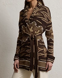 Silk-Linen Shawl-Collar Cardigan