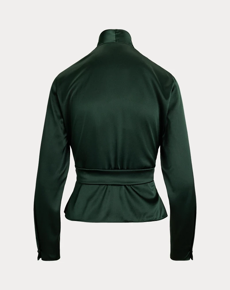 Shea Stretch Silk Charmeuse Wrap Blouse