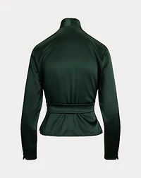 Shea Stretch Silk Charmeuse Wrap Blouse