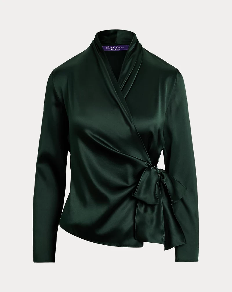 Shea Stretch Silk Charmeuse Wrap Blouse