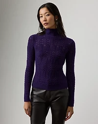 Cashmere Pointelle Funnelneck Sweater