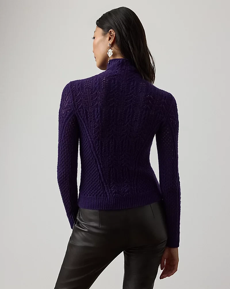 Cashmere Pointelle Funnelneck Sweater