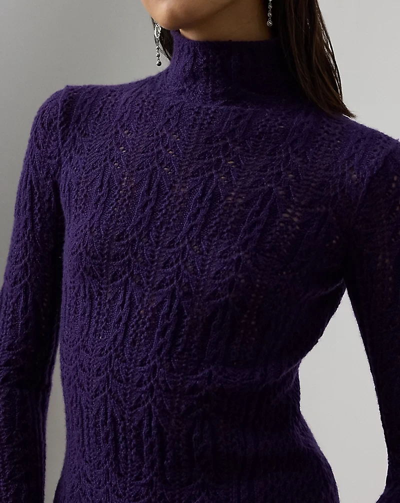 Cashmere Pointelle Funnelneck Sweater