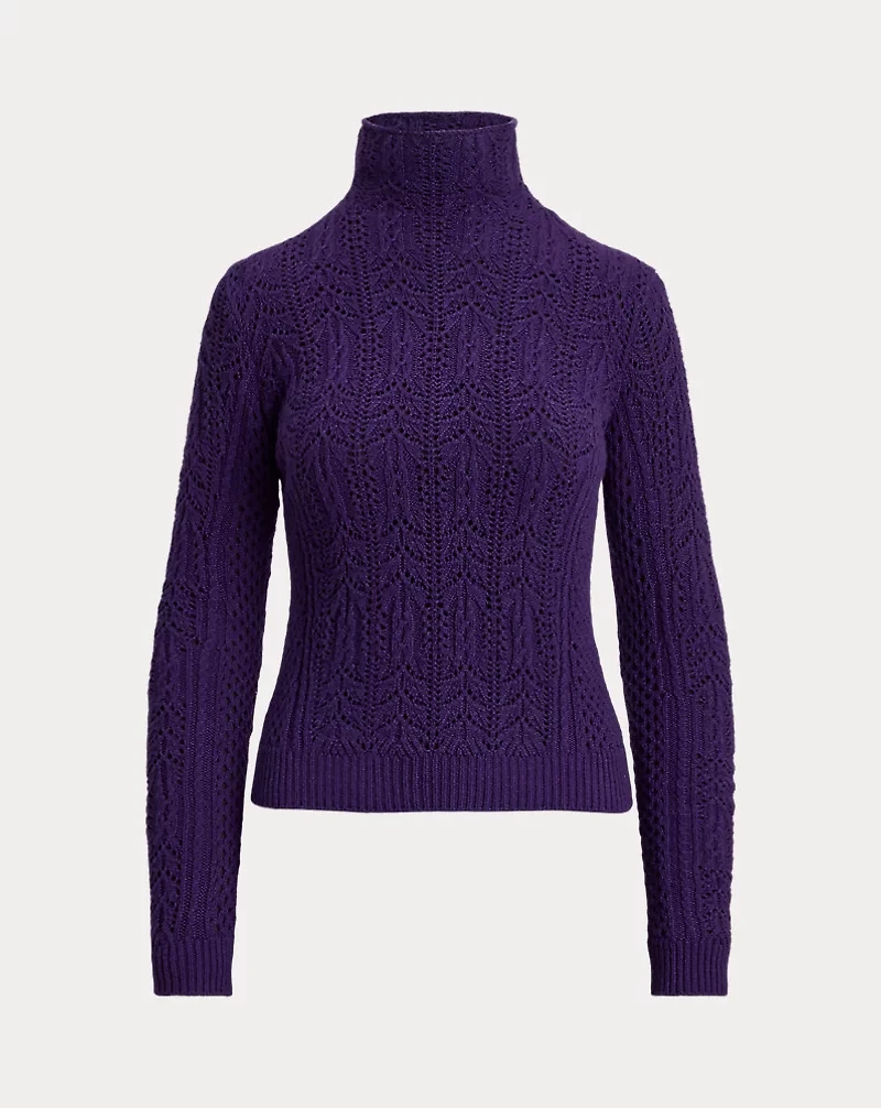 Cashmere Pointelle Funnelneck Sweater