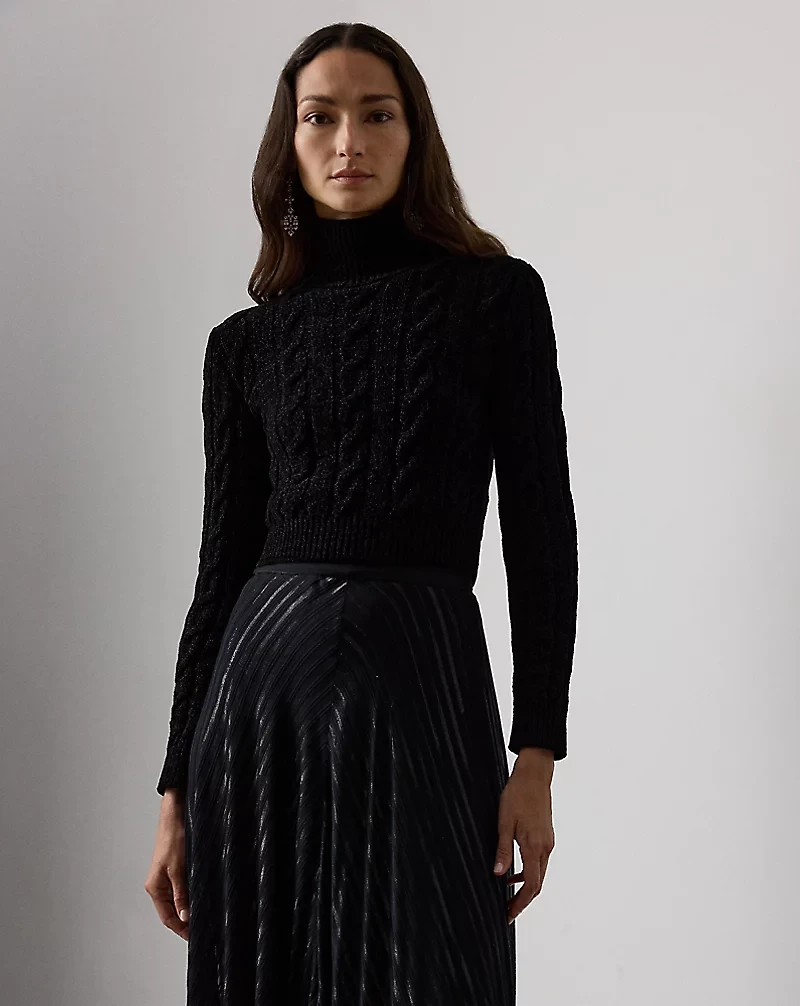 Silk-Blend Cropped Turtleneck Sweater