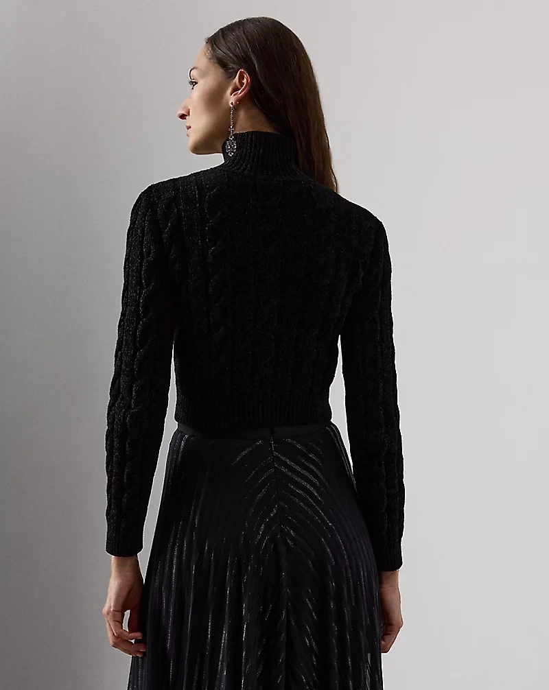 Silk-Blend Cropped Turtleneck Sweater
