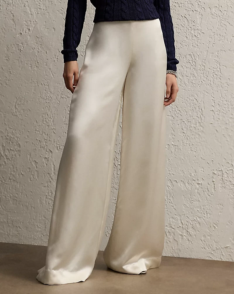 Daria Washed Satin Wide-Leg Pant