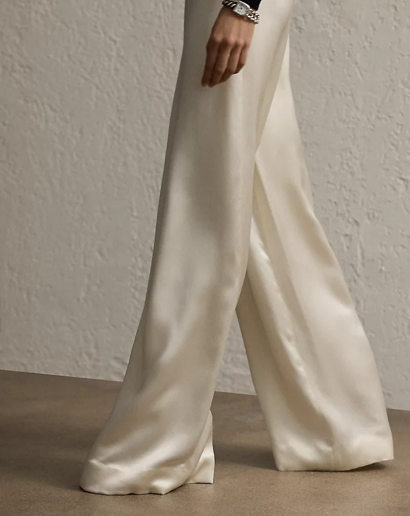 Daria Washed Satin Wide-Leg Pant