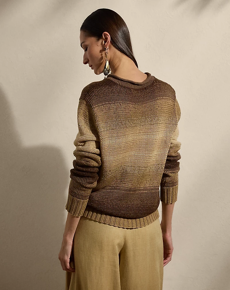 Ombré Linen-Blend Rollneck Sweater