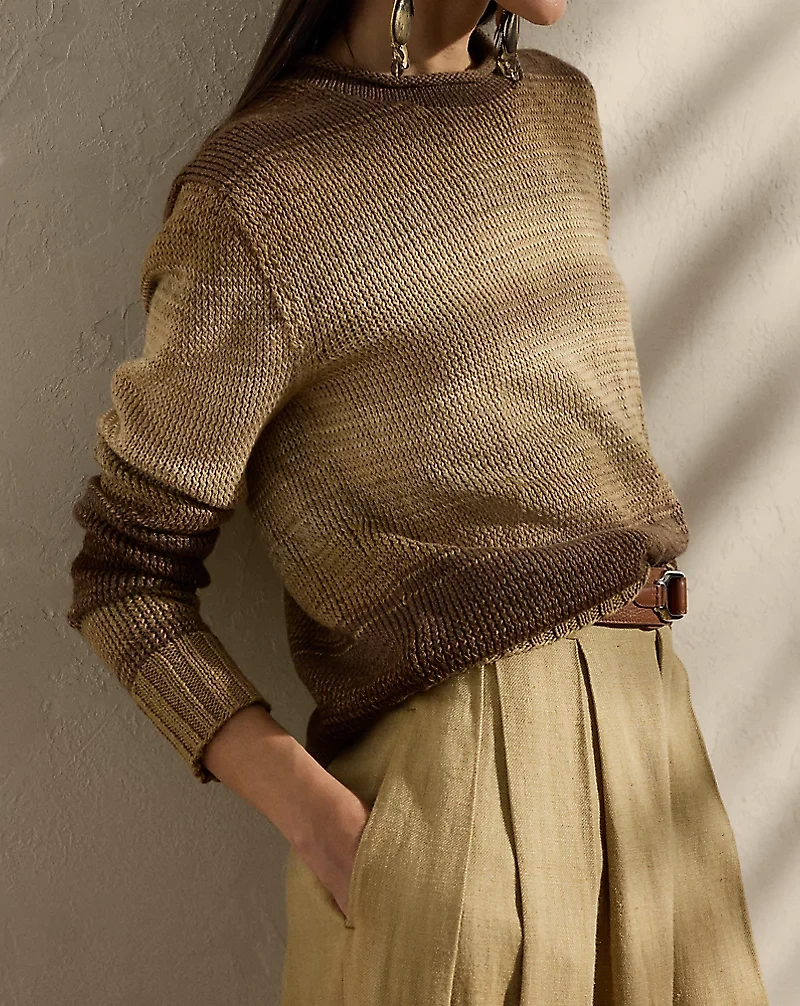 Ombré Linen-Blend Rollneck Sweater