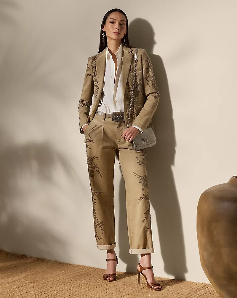 Fallon Embellished Cotton Chino Pant