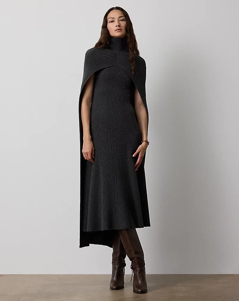 Cashmere-Blend Turtleneck Sweater Cape