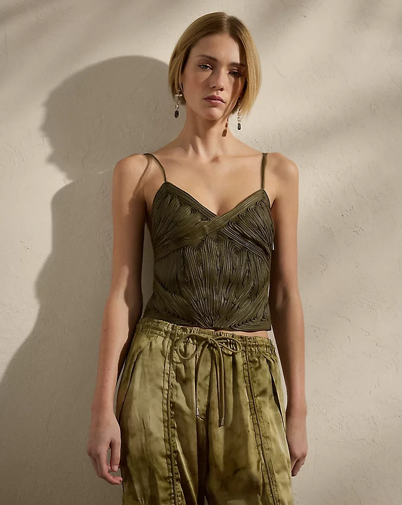 Naylor Lambskin & Tulle Sleeveless Top
