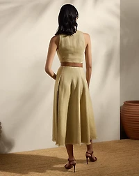 Alecia Silk-Linen Twill Day Dress