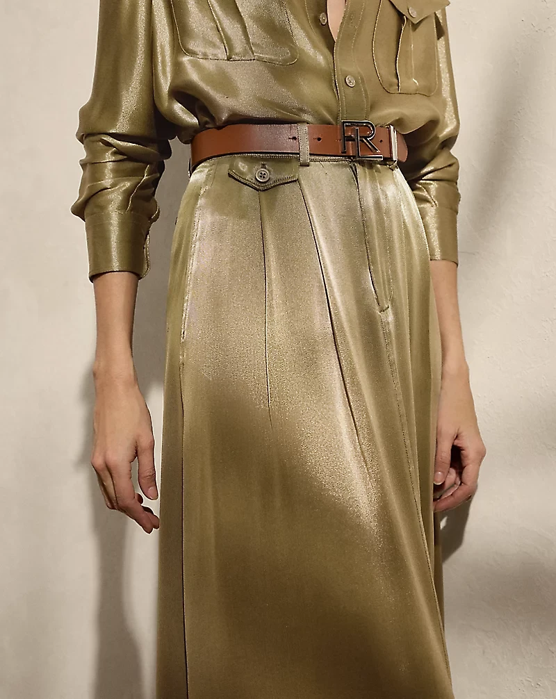 Demetrius Metallic Satin Maxiskirt