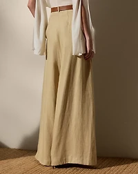 Greer Silk-Linen Twill Pleated Pant