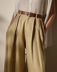 Greer Silk-Linen Twill Pleated Pant
