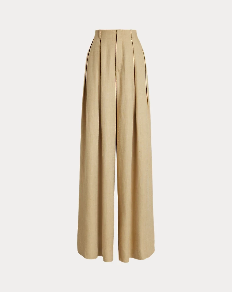 Greer Silk-Linen Twill Pleated Pant