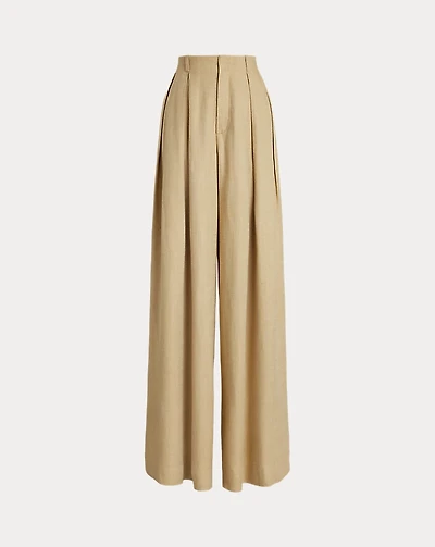 Greer Silk-Linen Twill Pleated Pant