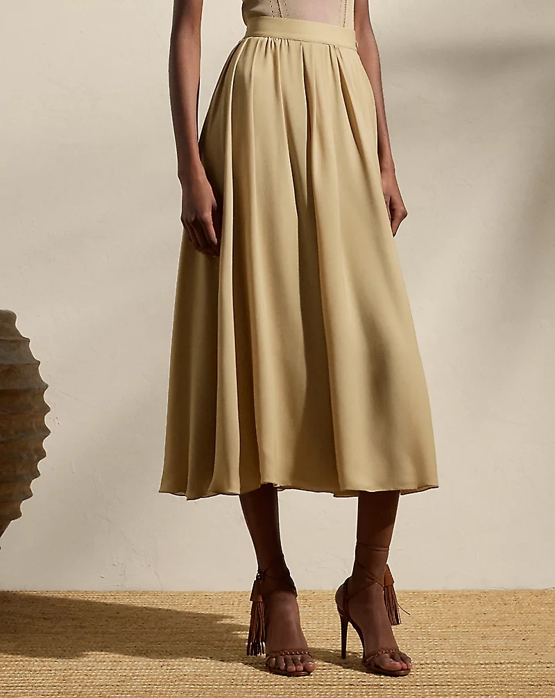 Kynlee Pleated Silk Georgette Skirt