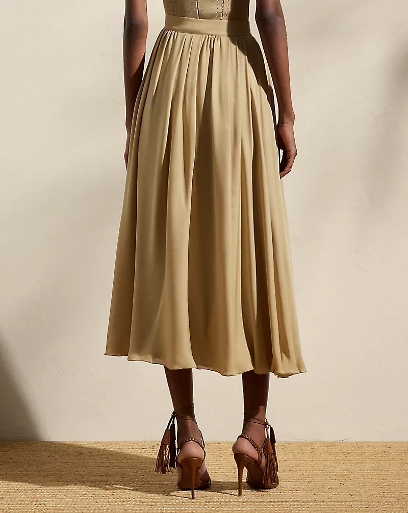 Kynlee Pleated Silk Georgette Skirt