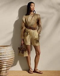 Mallorie Floral Silk Gauze Wrap Top