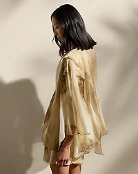Mallorie Floral Silk Gauze Wrap Top