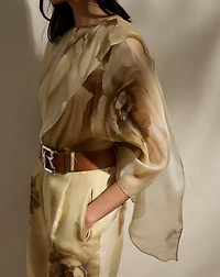 Mallorie Floral Silk Gauze Wrap Top