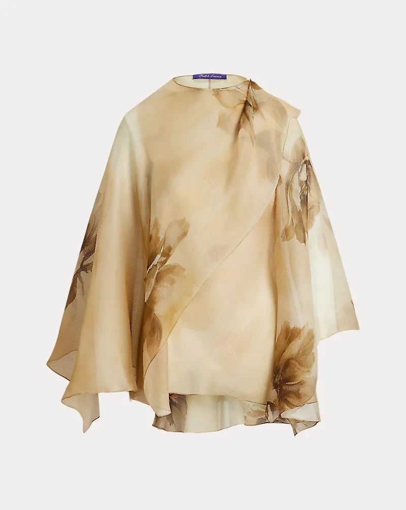 Mallorie Floral Silk Gauze Wrap Top