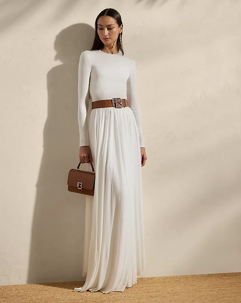 Shirred Crepe Jersey Day Dress