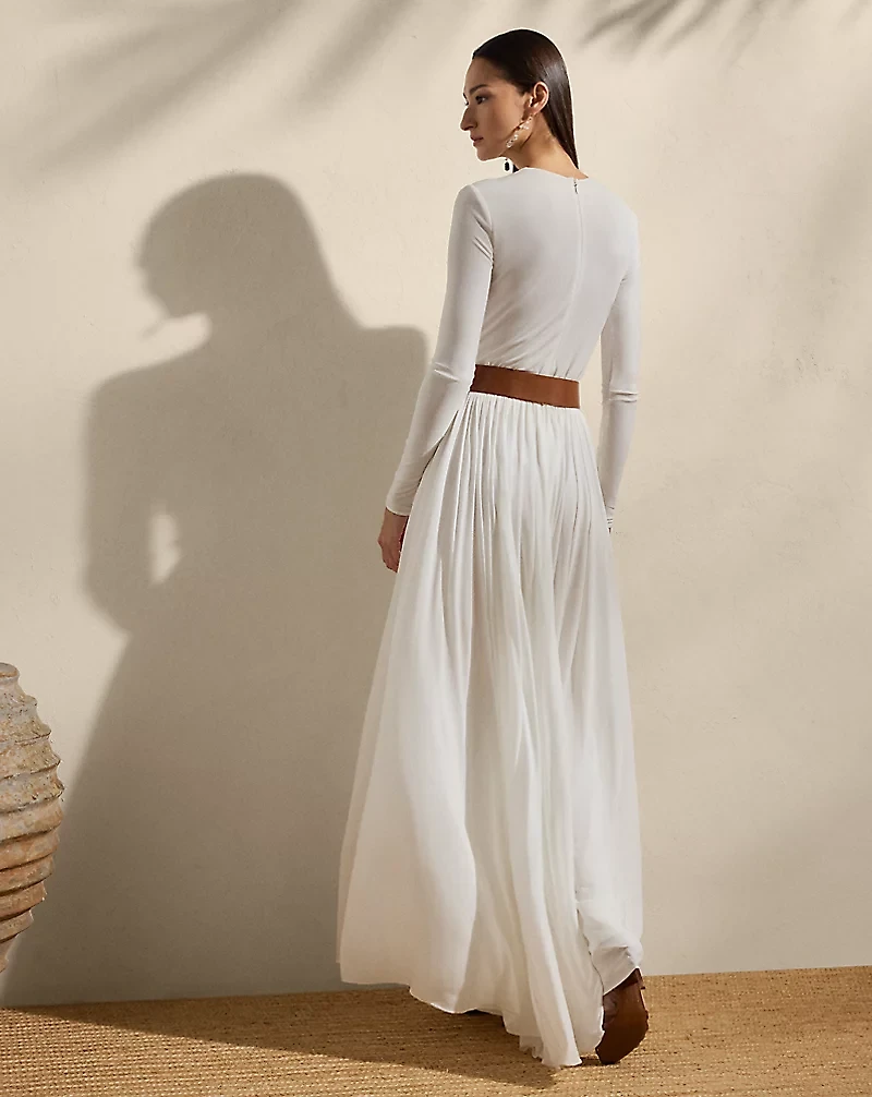 Shirred Crepe Jersey Day Dress