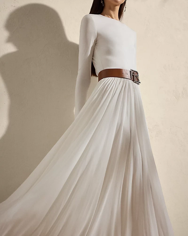 Shirred Crepe Jersey Day Dress