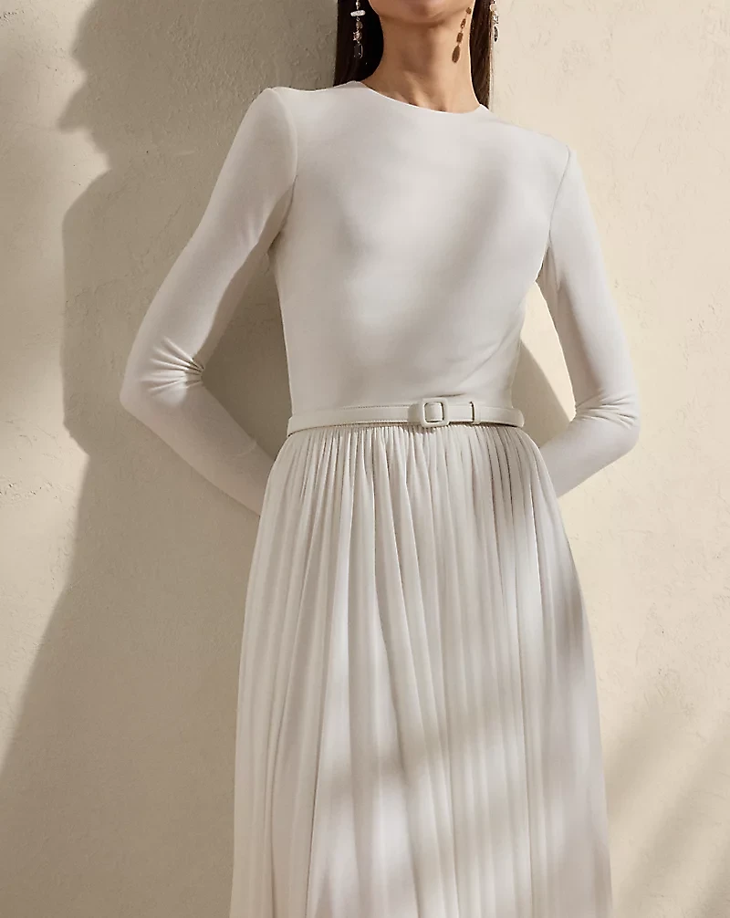 Shirred Crepe Jersey Day Dress