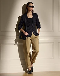 Cable-Knit Silk Cardigan Sweater