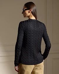 Cable-Knit Silk Cardigan Sweater