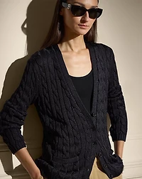 Cable-Knit Silk Cardigan Sweater