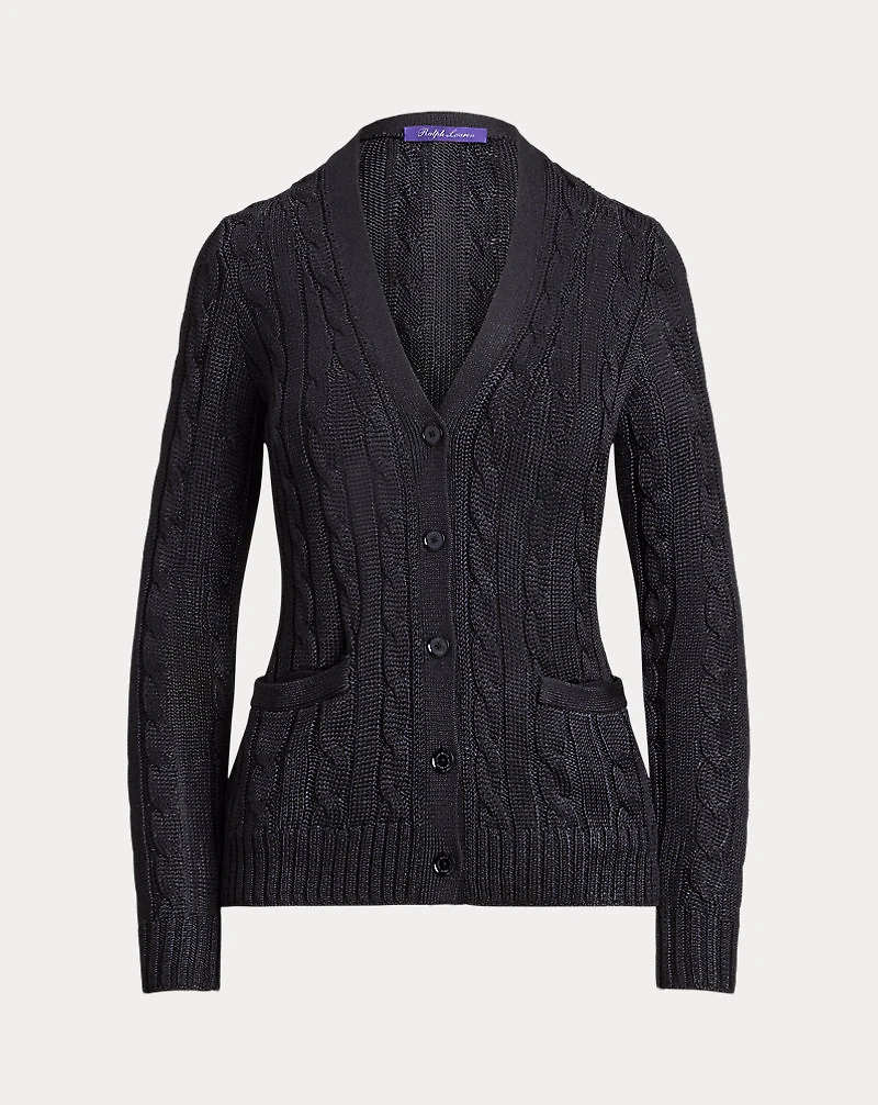 Cable-Knit Silk Cardigan Sweater