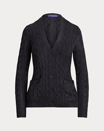 Cable-Knit Silk Cardigan Sweater