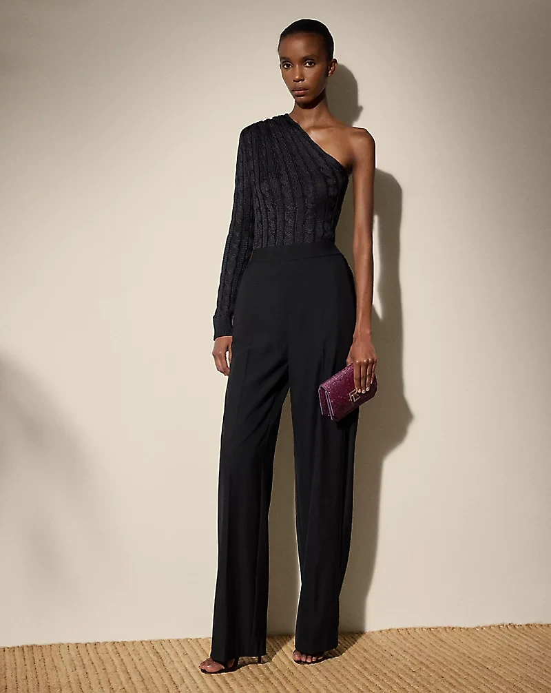 Cable-Knit Silk One-Shoulder Sweater